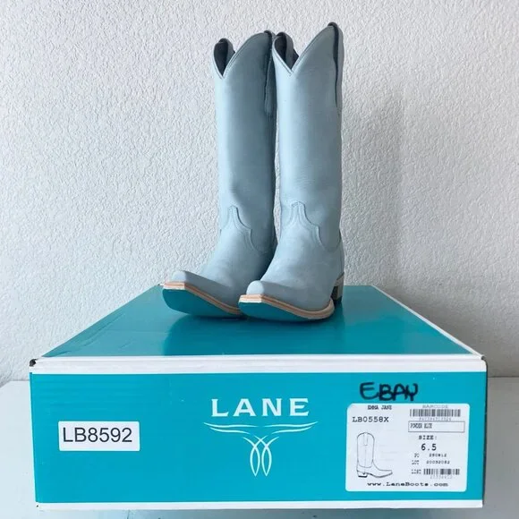 Lane EMMA JANE Womens Cowboy Boots 6.5 Western Light Blue Cowgirl Mid Calf Tall - Picture 10 of 11